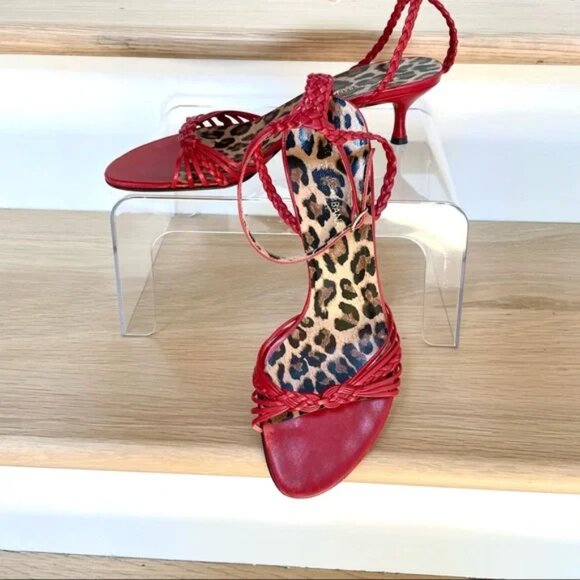 Dolce & Gabbana Braided Strappy Kitten Heel Sandals in Red size 39 - Picture 1 of 14